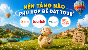 Thương hiệu Đồi Cừu Suối Nghệ và các nền tảng đặt tour uy tín Tourluk, Klook, Viator, GetYourGuide.